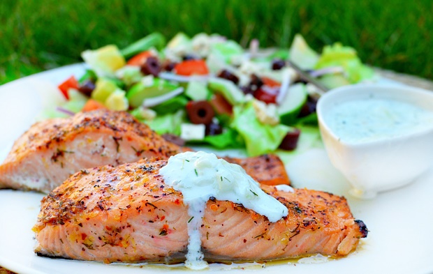 greek marinated salmon