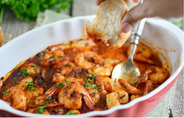 Spicy BBQ Shrimp With Crusty Bread